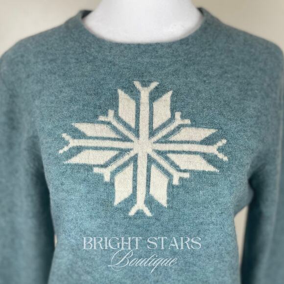 Rare Snowflake Wool Blend Sweater ASO Lorelai Gilmore Girls Blue Cream Knit - Picture 8 of 11